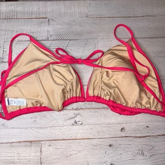 Old Navy Pink Ribbed Swim Top Tie Back Sexy Summer Beach Bikini Top 3X - Picture 5 of 13